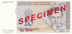Bosnia - Herzegovina, 20 Convertible Maraka, 1998, UNC, p65s, SPECIMEN
Estimate: USD 25 - 50