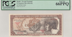 Brazil, 5 Cruzeiros, 1961/1962, UNC, p166b
PCGS 66 PPQ
Estimate: USD 25 - 50