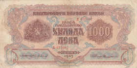 Bulgaria, 1.000 Leva, 1945, VF(+), p72
Stained
Estimate: USD 50 - 100