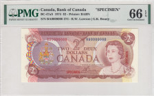 Canada, 2 Dollars, 1974, UNC, p86s, SPECIMEN
PMG 66 EPQ
Estimate: USD 400 - 800