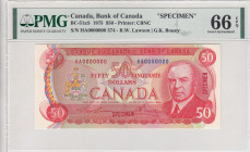Canada, 50 Dollars, 1975, UNC, p90s, SPECIMEN
PMG 66 EPQ
Estimate: USD 600 - 1200