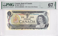 Canada, 1 Dollar, 1973, UNC, p85c
PMG 67 EPQ, High condition , Queen Elizabeth II. Potrait
Estimate: USD 35 - 70
