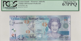 Cayman Islands, 1 Dollar, 2010, UNC, p38c
PCGS 67 PPQ, Queen Elizabeth II. Potrait
Estimate: USD 50 - 100