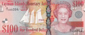 Cayman Islands, 100 Dollars, 2010, UNC, p43a
Queen Elizabeth II. Potrait, Low Serial Number
Estimate: USD 150 - 300