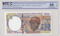 Central African States, 5.000 Francs, 2000, UNC, p204Ef
PCGS 66 OPQ, Banque des Etats de I'Afrique Centrale, 'E'' Kamerun
Estimate: USD 50 - 100