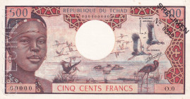 Chad, 500 Francs, 1974, UNC, p2as, SPECIMEN
Banque des États de l'Afrique Centrale , There are rust stains
Estimate: USD 500 - 1000
