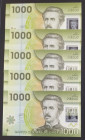 Chile, 1.000 Pesos, 2020, UNC, p161, (Total 5 consecutive banknotes)
Polymer
Estimate: USD 20 - 40