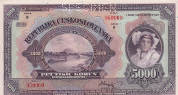 Czechoslovakia, 5.000 Korun, 1920, UNC, p19s, SPECIMEN
Corner fold
Estimate: USD 100 - 200