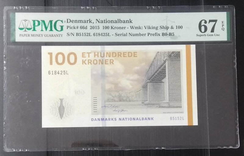 Denmark, 100 Kroner, 2015, UNC, p66d
PMG 67 EPQ, High condition 
Estimate: USD...
