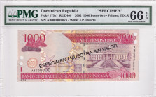 Dominican Republic, 1.000 Pesos Oro, 2002, UNC, p173s1, SPECIMEN
PMG 66 EPQ
Estimate: USD 50 - 100