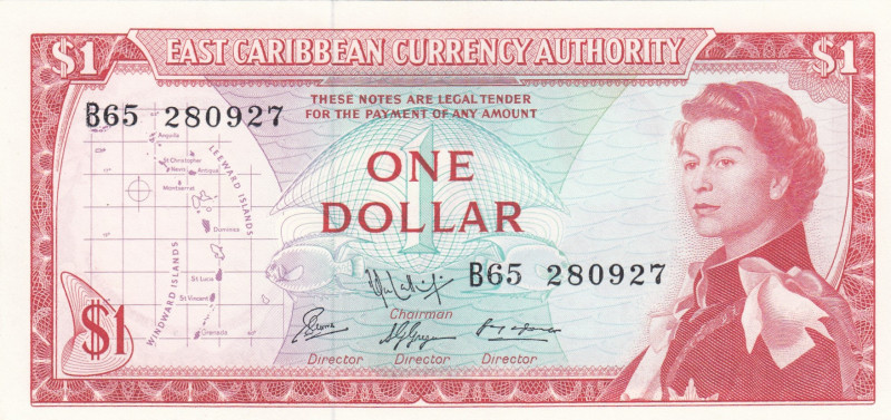 East Caribbean States, 1 Dollar, 1965, UNC, p13f
Queen Elizabeth II. Potrait
E...