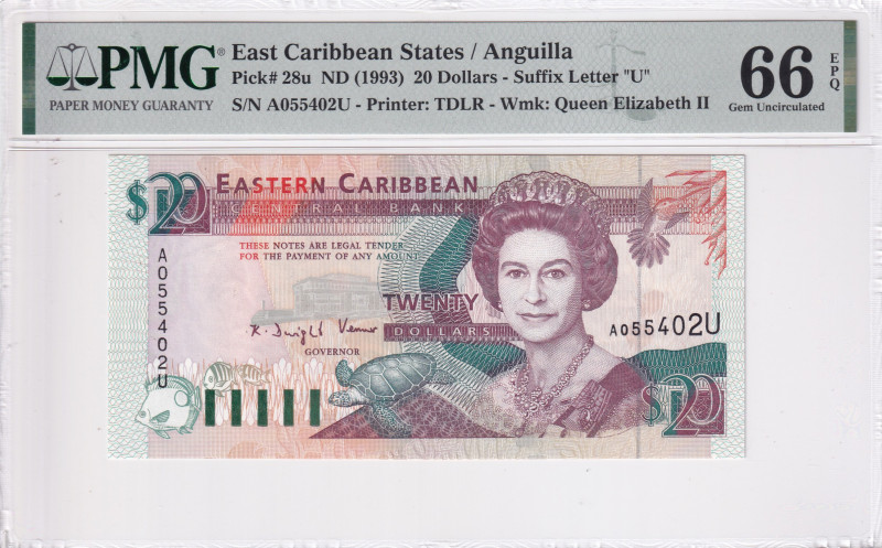 East Caribbean States, 20 Dollars, 1993, UNC, p28u
PMG 66 EPQ, Queen Elizabeth ...