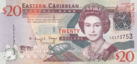 East Caribbean States, 20 Dollars, 2008, UNC, p49
Queen Elizabeth II. Potrait
Estimate: USD 20 - 40