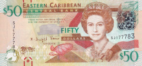 East Caribbean States, 50 Dollars, 2012, UNC, p54a
Queen Elizabeth II portrait, Polymer banknote
Estimate: USD 50 - 100