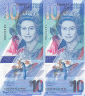 East Caribbean States, 10 Dollars, 2019, UNC, p56, (Total 2 banknotes)
Queen Elizabeth II portrait, Polymer banknote
Estimate: USD 20 - 40