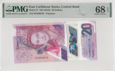 East Caribbean States, 20 Dollars, 2019, UNC, p57
PMG 68 EPQ, High Condition, Central Bank, Queen Elizabeth II portrait, Polymer banknote
Estimate: ...