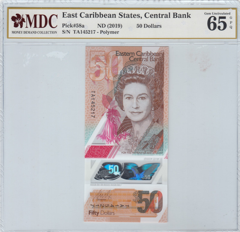 East Caribbean States, 50 Dollars, 2019, UNC, p58a
MDC 65 GPQ, Queen Elizabeth ...