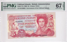 Falkland Islands, 5 Pounds, 2005, UNC, p17a
PMG 67 EPQ, High condition , Queen Elizabeth II. Potrait
Estimate: USD 50 - 100
