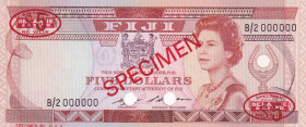 Fiji, 5 Dollars, 1986, UNC, p83s, SPECIMEN
Queen Elizabeth II. Potrait
Estimate: USD 300 - 600