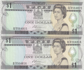 Fiji, 1 Dollar, 1987, UNC, p86a, (Total 2 consecutive banknotes)
Queen Elizabeth II. Potrait
Estimate: USD 20 - 40