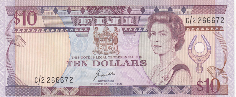 Fiji, 10 Dollars, 1992, AUNC, p94a
Queen Elizabeth II. Potrait, Reserve Bank of...