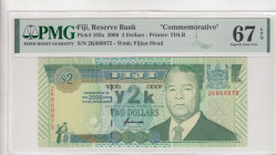 Fiji, 2 Dollars, 2000, UNC, p102a
PMG 67 EPQ, High Condition, Commemorative
Estimate: USD 30 - 60
