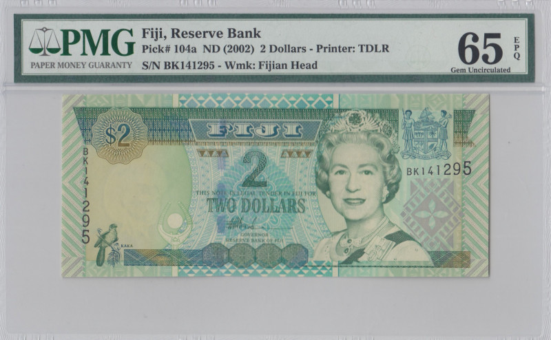 Fiji, 2 Dollars, 2002, UNC, p104a
PMG 65 EPQ, Queen Elizabeth II. Potrait
Esti...