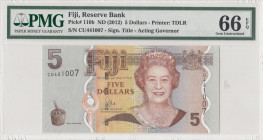 Fiji, 5 Dollars, 2012, UNC, p110b
PMG 66 EPQ, Queen Elizabeth II. Potrait, Reserve Bank
Estimate: USD 25 - 50