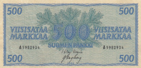 Finland, 500 Markkaa, 1956, VF(+), p96a
Estimate: USD 50 - 100