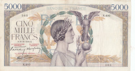 France, 5.000 Francs, 1939, VF, p97a
There are pinholes, openings, bands and stains
Estimate: USD 50 - 100
