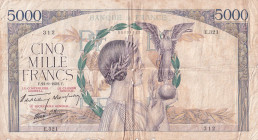France, 5.000 Francs, 1939, FAIR, p97a
There are large tears, Split, stains
Estimate: USD 30 - 60