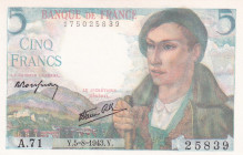 France, 5 Francs, 1943, UNC, p98a
Estimate: USD 35 - 70