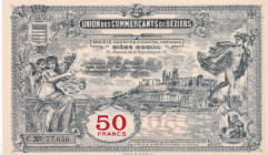 France, 50 Francs, UNC, 
Union des Commerçants de Beziers, There are two small rips on the bottom border.
Estimate: USD 30 - 60