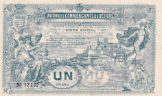 France, 1 Francs, UNC(-), 
Union des Commerçants de Beziers, Stained
Estimate: USD 30 - 60