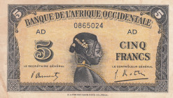 French West Africa, 5 Francs, 1942, VF(+), p28a
Stained
Estimate: USD 20 - 40