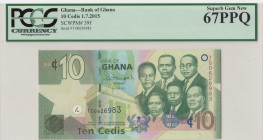 Ghana, 10 Cedis, 2015, UNC, p39f
PCGS 67 PPQ, High Condition
Estimate: USD 25 - 50