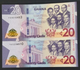 Ghana, 20 Cedis, 2019, UNC, p48, (Total 2 banknotes)
Estimate: USD 20 - 40