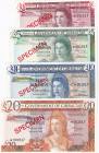 Gibraltar, 1-5-10-20 Pounds, 1978, UNC, p20-p23CS1, SPECIMEN
(Total 4 banknotes), Collector Series, COA (Certificate of Authenticity) 001517
Estimat...