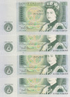 Great Britain, 1 Pound, 1981/1984, UNC, p377b, (Total 4 consecutive banknotes)
Queen Elizabeth II. Potrait
Estimate: USD 20 - 40