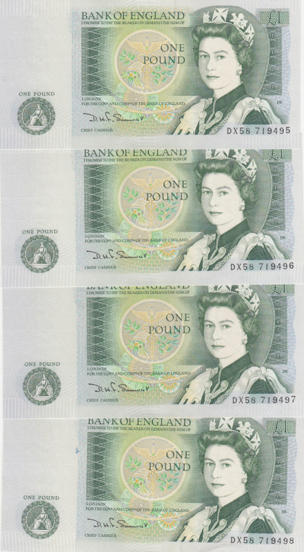 Great Britain, 1 Pound, 1981/1984, p377b, (Total 4 consecutive banknotes)
1 Pou...