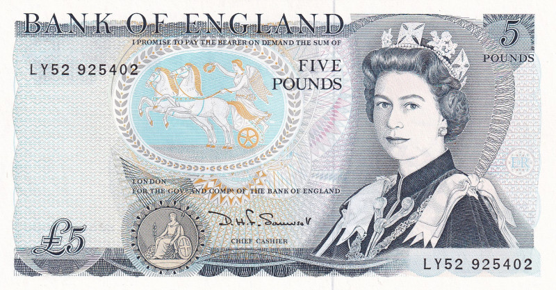 Great Britain, 5 Pounds, 1971/1991, UNC, p378c
Queen Elizabeth II. Potrait
Est...