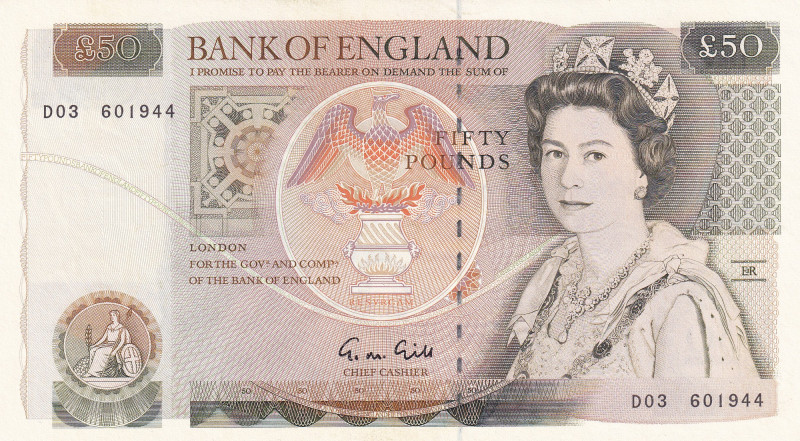 Great Britain, 50 Pounds, 1981/1993, UNC, p381b
Queen Elizabeth II. Potrait
Es...