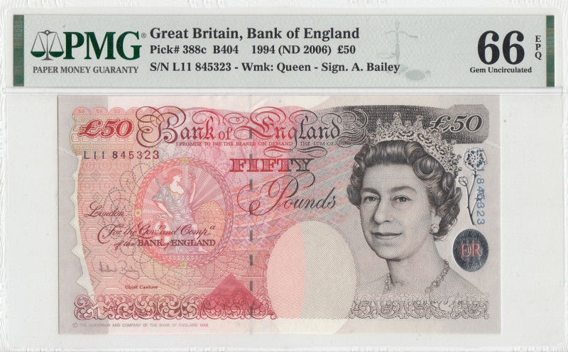 Great Britain, 50 Pounds, 2006, UNC, p388c
PMG 66 EPQ, Queen Elizabeth II. Potr...