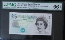 Great Britain, 5 Pounds, 2012, UNC, p391d
PMG 66 EPQ, Queen Elizabeth II. Potrait, Bank of England
Estimate: USD 30 - 60