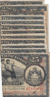 Greece, 25 Drachmai=12 1/2 Drachmai,, 1918, p60, (Total 12 banknotes)
In different condition between UNC (-) and VF(+), Stained
Estimate: USD 25 - 5...