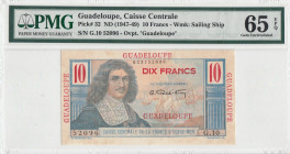Guadeloupe, 10 Francs, 1974/1979, UNC, p32
PMG 65 EPQ
Estimate: USD 250 - 500