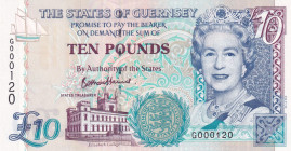 Guernsey, 10 Pounds, 2012, UNC, p57d
Queen Elizabeth II. Potrait, Low Serial Number
Estimate: USD 50 - 100