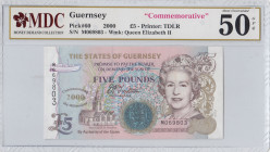 Guernsey, 5 Pounds, 2000, AUNC, p60
MDC 50 GPQ, Queen Elizabeth II Portrait, Commemorative Banknote
Estimate: USD 25 - 50