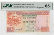 Hong Kong, 1.000 Dollars, 2002, UNC, p206b
PMG 68 EPQ, High Condition 
Estimate: USD 350 - 700