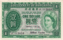 Hong Kong, 1 Dollar, 1954, XF(-), p324Aa
Queen Elizabeth II. Potrait
Estimate: USD 25 - 50